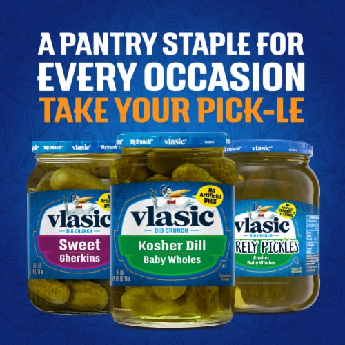 Vlasic Kosher Keto Friendly Dill Baby Whole Pickles Perspective: bottom