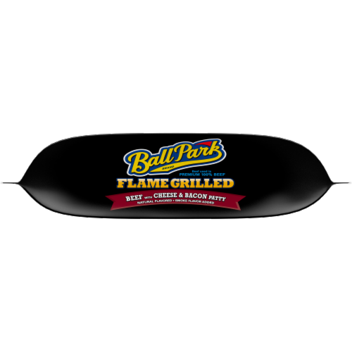Ball Park® Frozen Fully-Cooked Flame Grilled Beef with Cheese and Bacon Patties Perspective: bottom