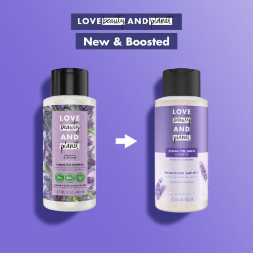 Love Beauty and Planet Sulfate-Free Smooth & Serene Argan Oil & Lavender Shampoo for Frizz Control Perspective: bottom