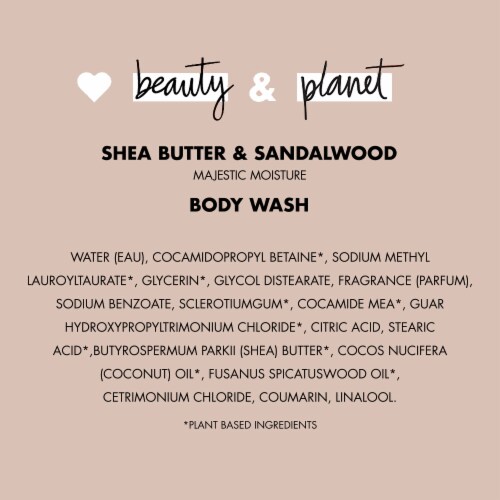 Love Beauty & Planet Vegan Shea Butter & Sandalwood Majestic Moisture Body Wash Perspective: bottom