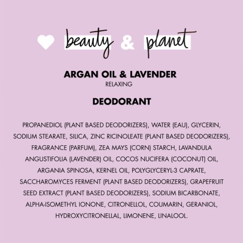 Love Beauty and Planet Aluminum-Free Argan Oil & Lavender Vegan Deodorant Stick Perspective: bottom