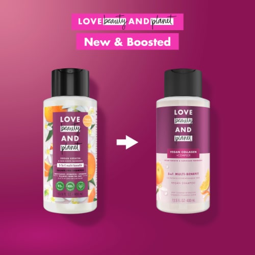 Love Beauty and Planet Vegan Keratin & Sun-Kissed Mandarin 5-in-1 Sulfate Free Shampoo Perspective: bottom