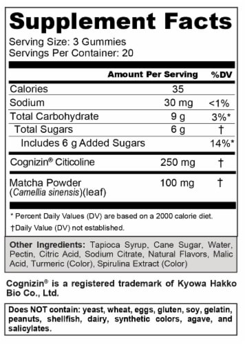 Goli® Matcha Mind 250mg Cognizin Cognitive Gummies Perspective: bottom