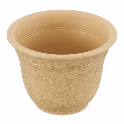 HC Companies Sierra 10 Inch Round Resin Flower Garden Planter Pot, Arizona Sand Perspective: bottom