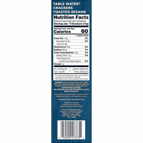 Carr's Toasted Sesame Table Water Snack Crackers Perspective: bottom