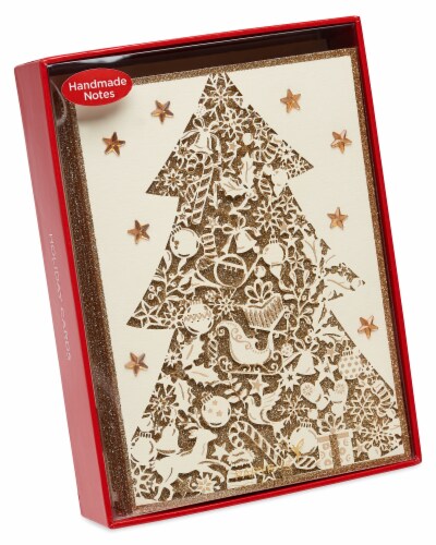 Papyrus Gold Glitter Christmas Tree Boxed Holiday Cards Perspective: bottom