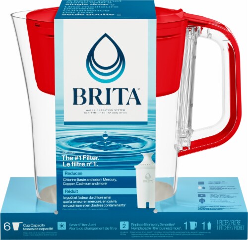Brita Small Fiery Red 6 Cup Water Filter Pitcher with Standard Filter Perspective: bottom