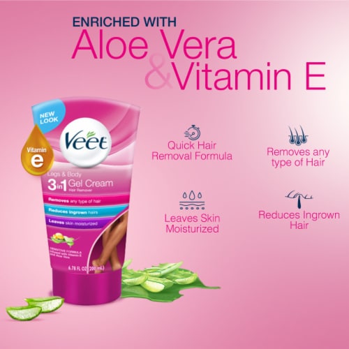 Veet 3-In-1 Legs & Body Gel Cream Hair Remover Perspective: bottom