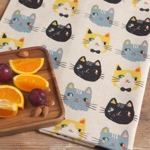 Danica Studio Coordinated Prints Meow Meow Cotton Linen Dish Towels Perspective: bottom