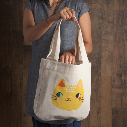 Danica Studio Cotton To and Fro Tote Bag with Extra Wide Handles Meow Meow Perspective: bottom