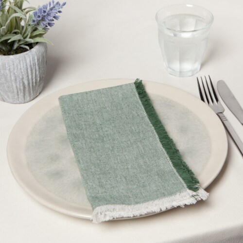 Heirloom Jade Chambray Cotton Napkins Perspective: bottom