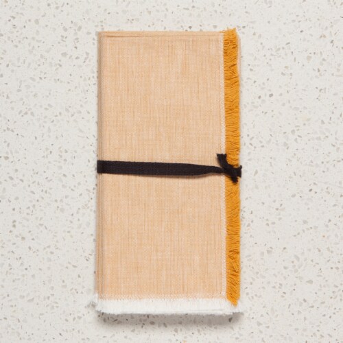 Now Designs Heirloom Ochre Yellow Chambray Cotton Napkins - 4 Pack Perspective: bottom