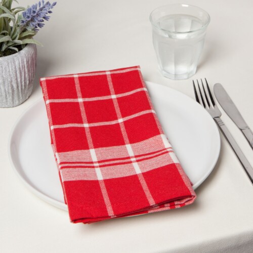 Now Designs Second Spin Plaid Napkin Chili - Red Perspective: bottom
