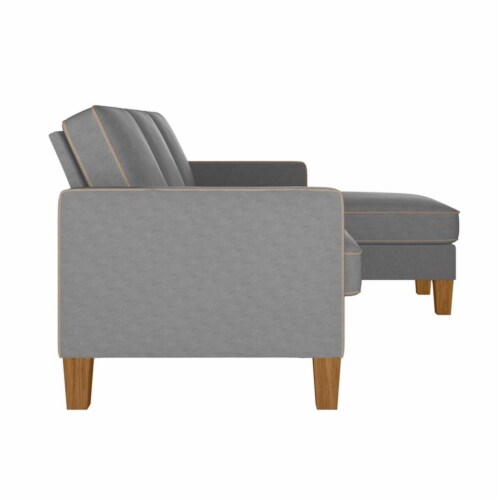 Novogratz Bowen Sectional Sofa L-Shaped Couch in Grey Perspective: bottom