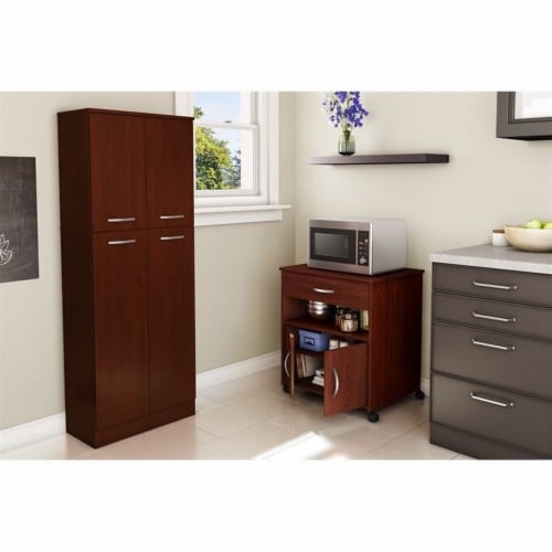 Axess Printer Cart in Royal Cherry - South Shore Perspective: bottom