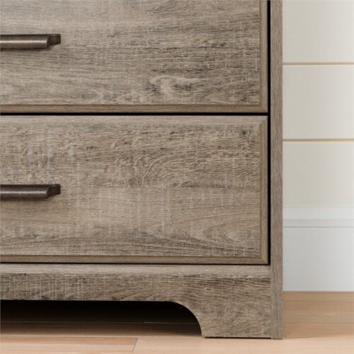 South Shore Versa 2 Drawer Armoire in Weathered Oak Perspective: bottom