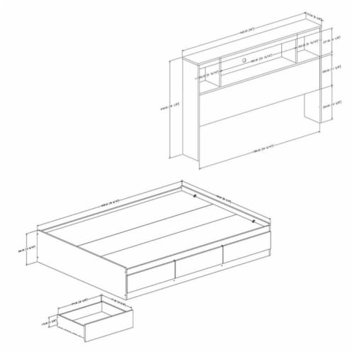 South Shore Reevo Full Storage Bed in White Perspective: bottom