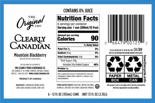 Clearly Canadian® Mountain Blackberry Sparkling Water Cans Perspective: bottom
