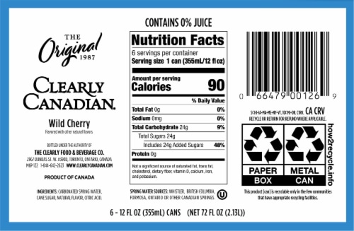 Clearly Canadian® Wild Cherry Sparkling Water Cans Perspective: bottom