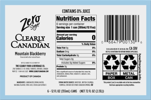 Clearly Canadian® Zero Sugar Forest Blackberry Sparkling Water Cans Perspective: bottom