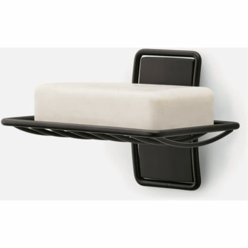 Command Adhesive Soap Dish, Matte Black, 2 Medium Water-Resistant Strips Perspective: bottom