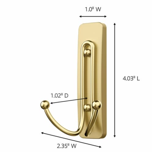 Command™ Large Satin Brass Double Hook Perspective: bottom