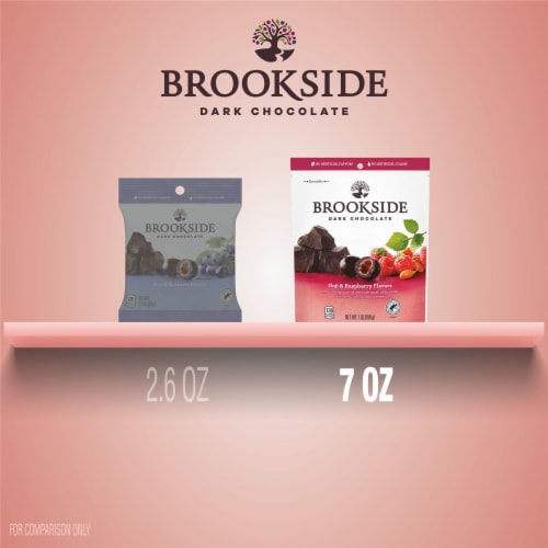 BROOKSIDE Dark Chocolate Goji and Raspberry Flavored Snacking Chocolate Bag Perspective: bottom
