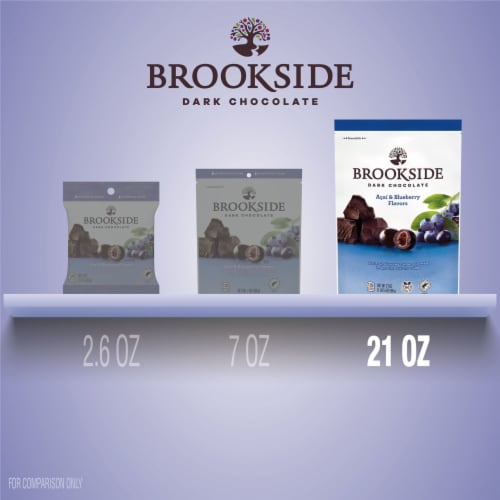BROOKSIDE Dark Chocolate Acai and Blueberry Flavored Snacking Chocolate Bag Perspective: bottom