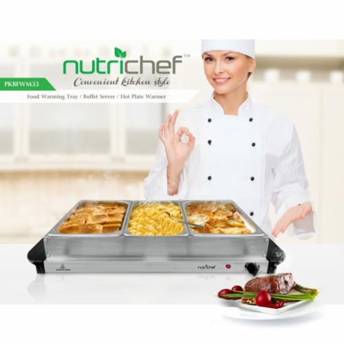 NutriChef Portable 3 Pot Electric Hot Plate Buffet Warmer Chafing Serving  Dish, 1 Piece - Foods Co.