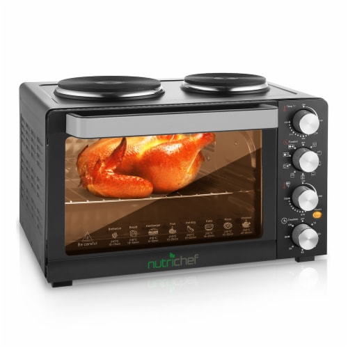 NutriChef PKRTO28 Kitchen Countertop Convection Oven Cooker with Warming Plates Perspective: bottom