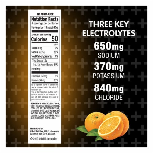 Pedialyte AdvancedCare® Plus Orange Breeze Electrolyte Powder Packets Perspective: bottom