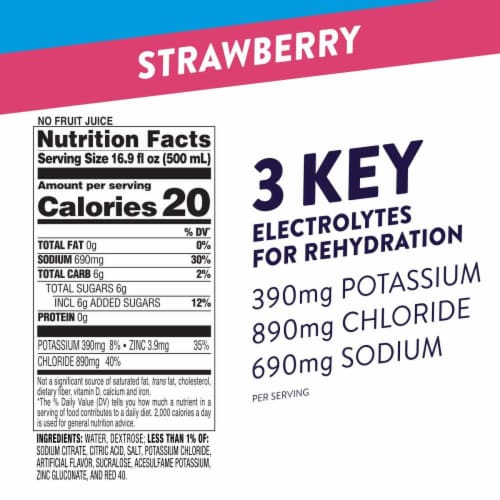 Pedialyte® Advanced Rehydration Strawberry Electrolyte Drink Perspective: bottom