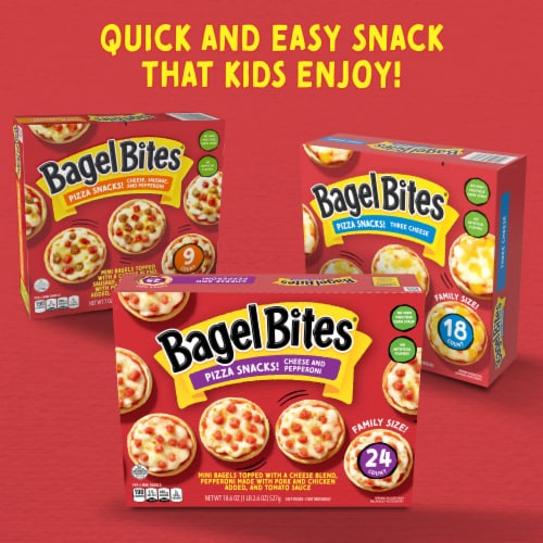 Bagel Bites Cheese & Pepperoni Mini Pizza Bagel Frozen Snacks Perspective: bottom