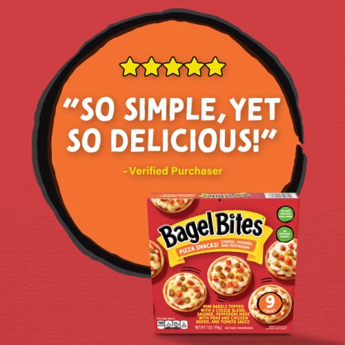 Bagel Bites Cheese, Sausage & Pepperoni Mini Pizza Bagel Frozen Snacks, Box Perspective: bottom