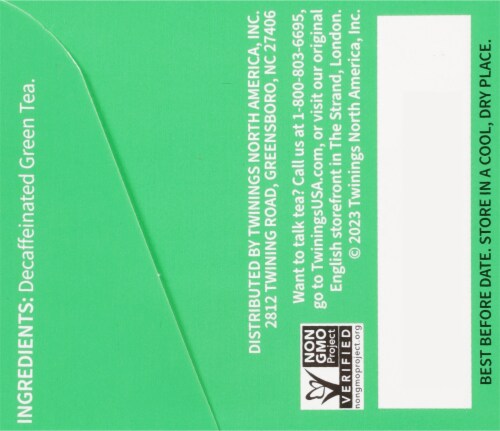 Twinings Of London Decaffeinated Green Tea Bags Perspective: bottom