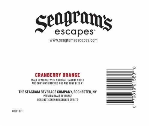 Seagram's Escapes Cherry Italian Ice Flavored Hard Beverage Perspective: bottom