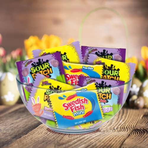 SOUR PATCH KIDS Bunnies Sour Eggs and SWEDISH FISH Mini Soft & Chewy Easter Candy Variety Pack Perspective: bottom