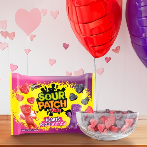SOUR PATCH KIDS Soft & Chewy Love Me Love Me Not Valentine's Day Candy Hearts Perspective: bottom