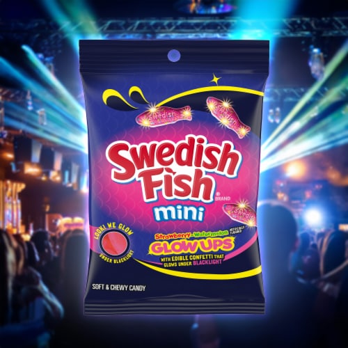 SWEDISH FISH Mini Glow Ups Strawberry Watermelon Soft & Chewy Candy Perspective: bottom