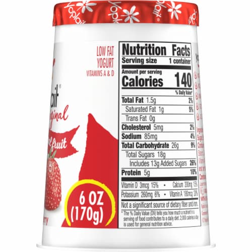 Yoplait Original Strawberry Low Fat Yogurt Cup Perspective: bottom