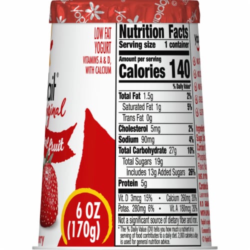 Yoplait Original Low Fat Strawberry Yogurt Cup Perspective: bottom