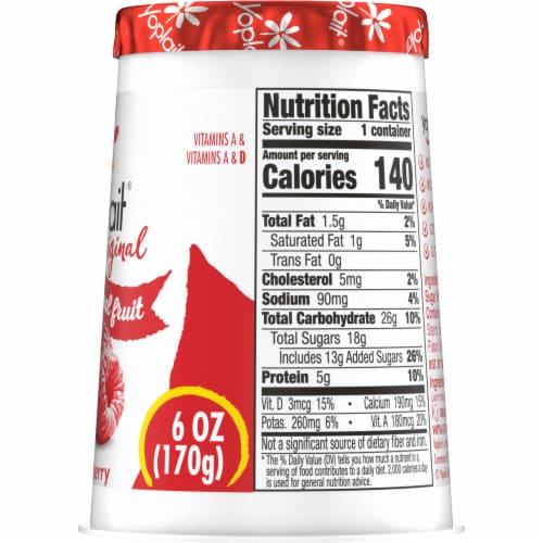 Yoplait Original Low Fat Red Raspberry Yogurt Cup Perspective: bottom