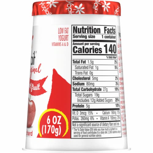 Yoplait Original Low Fat Cherry Orchard Yogurt Cup Perspective: bottom