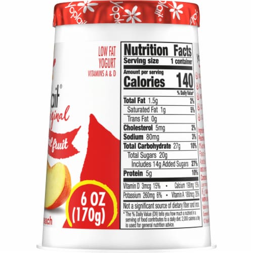 Yoplait Original Harvest Peach Low Fat Yogurt Cups Perspective: bottom