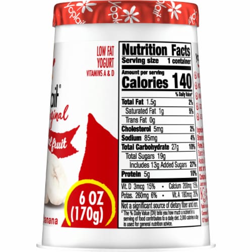 Yoplait Original Low Fat Strawberry Banana Yogurt Cup Perspective: bottom
