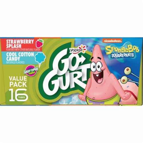 Go GURT SpongeBob Strawberry & Cotton Candy Kids Fat Free Yogurt Tubes Perspective: bottom