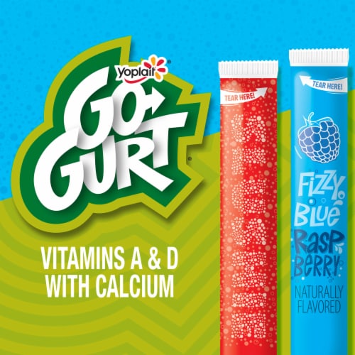 Go Gurt Slushie Fizzy Black Raspberry and Cherry Low Fat Yogurt Style Snack Tubes Perspective: bottom