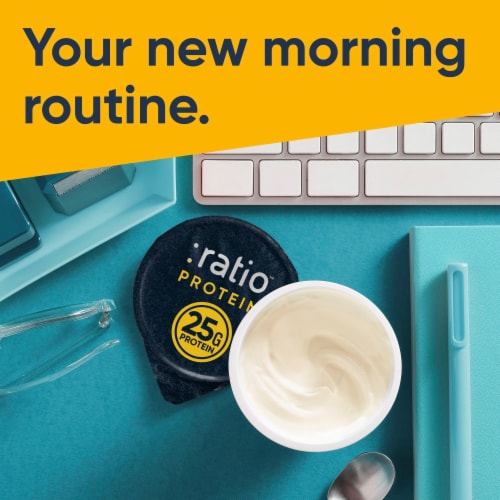 Ratio Protein Vanilla Yogurt Cultured Dairy Snack Perspective: bottom