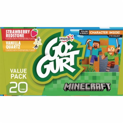 Go-GURT Minecraft Strawberry and Vanilla Quartz Kids Fat Free Yogurt Tubes Perspective: bottom