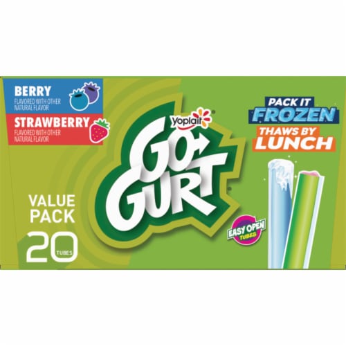 Go-GURT Gluten Free Berry and Strawberry Kids Fat Free Yogurt Tubes Perspective: bottom